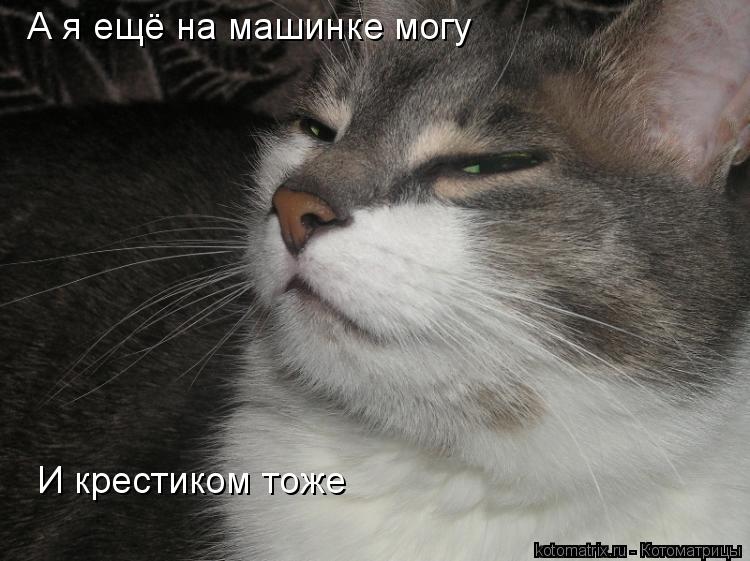 А я ещё на машинке могу И крестиком тоже... Котоматрица: А я ещё на машинке могу И крестиком тоже