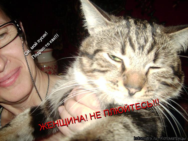 Котоматрица: Ой, мой пусик! Подрос-то как!!! ЖЕНЩИНА! НЕ ПЛЮЙТЕСЬ!!!