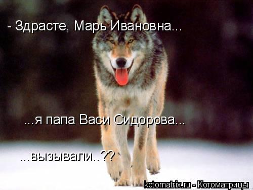 - Здрасте, Марь Ивановна... ...вызывали..?? ...я папа Васи Сидорова...... Котоматрица: - Здрасте, Марь Ивановна... ...вызывали..?? ...я папа Васи Сидорова...
