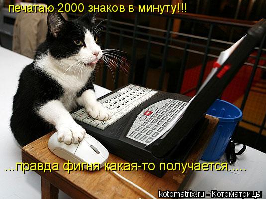 ...правда фигня какая-то получается..... печатаю 2000 знаков в минуту!!!... Котоматрица: ...правда фигня какая-то получается..... печатаю 2000 знаков в минуту!!!