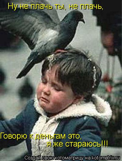 Ну не плачь ты, не плачь, Говорю к деньгам это, я же стараюсь!!!... Котоматрица: Ну не плачь ты, не плачь, Говорю к деньгам это, я же стараюсь!!!