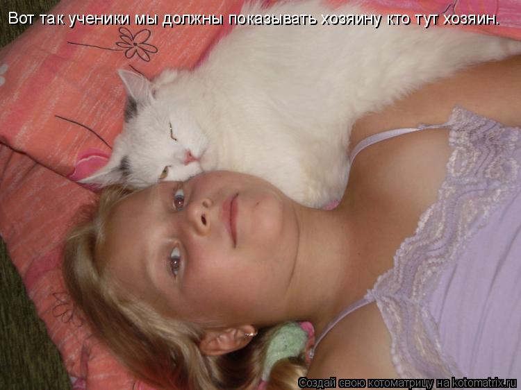 Вот так ученики мы должны показывать хозяину кто тут хозяин.... Котоматрица: Вот так ученики мы должны показывать хозяину кто тут хозяин.