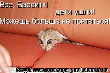 Все, Барситк! дети ушли! Можешь больше не прятаться!!!... Котоматрица: Все, Барситк! дети ушли! Можешь больше не прятаться!!!