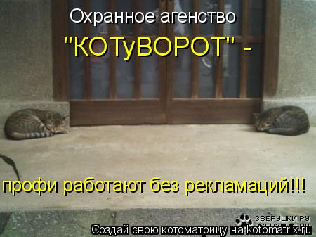 Охранное агенство "КОТуВОРОТ" - профи работают без рекламаций!!!... Котоматрица: Охранное агенство "КОТуВОРОТ" - профи работают без рекламаций!!!