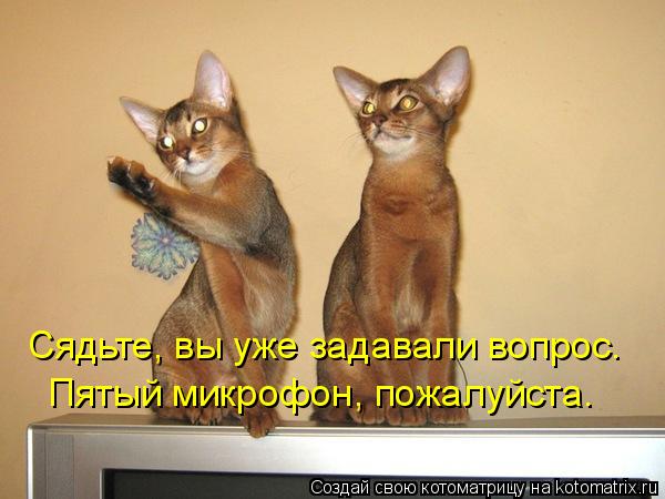 Сядьте, вы уже задавали вопрос. Пятый микрофон, пожалуйста.... Котоматрица: Сядьте, вы уже задавали вопрос. Пятый микрофон, пожалуйста.