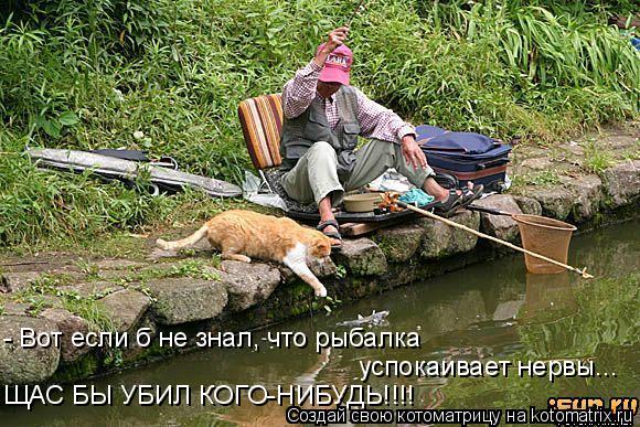 - Вот если б не знал, что рыбалка успокаивает нервы... ЩАС БЫ УБИЛ КОГО-НИБУДЬ!!!!... Котоматрица: - Вот если б не знал, что рыбалка успокаивает нервы... ЩАС БЫ УБИЛ КОГО-НИБУДЬ!!!!