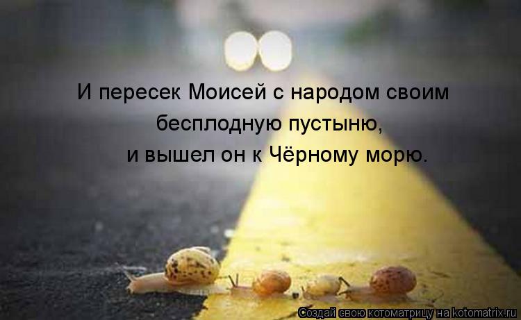 И пересек Моисей с народом своим бесплодную пустыню, и вышел он к Чёрному морю.... Котоматрица: И пересек Моисей с народом своим бесплодную пустыню, и вышел он к Чёрному морю.