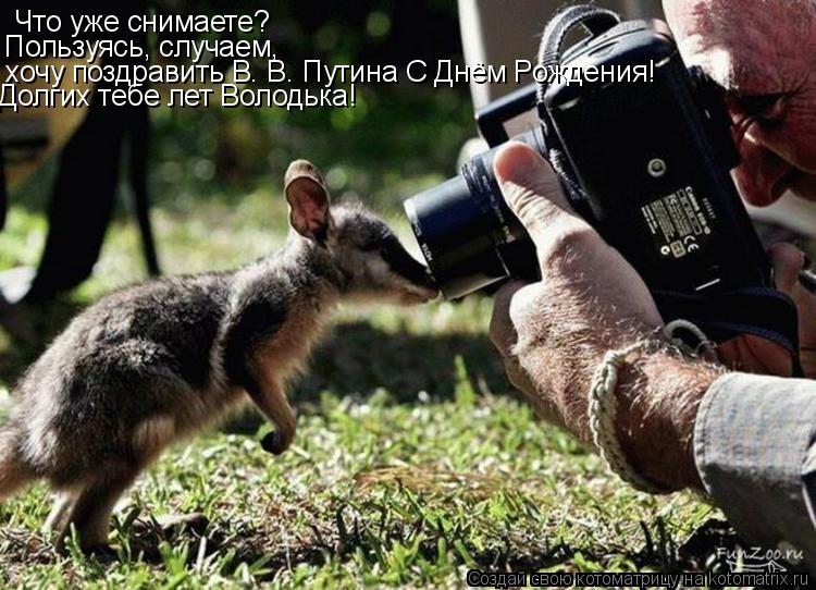 Что уже снимаете? Пользуясь, случаем, хочу поздравить В. В. Путина С Днём Рождения! Долгих тебе лет ... Котоматрица: Что уже снимаете? Пользуясь, случаем, хочу поздравить В. В. Путина С Днём Рождения! Долгих тебе лет Володька!