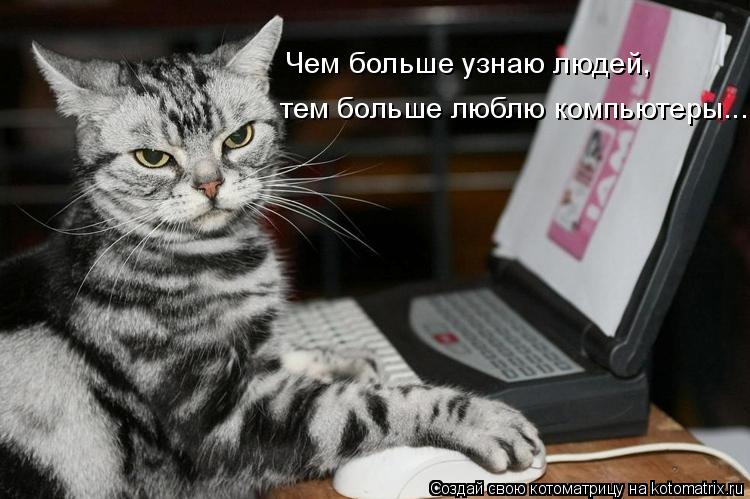 Чем больше узнаю людей, тем больше люблю компьютеры...... Котоматрица: Чем больше узнаю людей, тем больше люблю компьютеры...