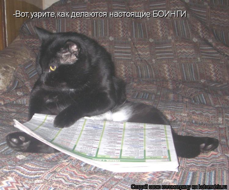 -Вот,узрите,как делаются настоящие БОИНГИ... Котоматрица: -Вот,узрите,как делаются настоящие БОИНГИ