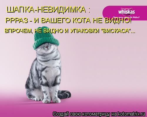 ШАПКА-НЕВИДИМКА : РРРАЗ - И ВАШЕГО КОТА НЕ ВИДНО! ВПРОЧЕМ, НЕ ВИДНО И УПАКОВКИ "ВИСКАСА"...... Котоматрица: ШАПКА-НЕВИДИМКА : РРРАЗ - И ВАШЕГО КОТА НЕ ВИДНО! ВПРОЧЕМ, НЕ ВИДНО И УПАКОВКИ "ВИСКАСА"...