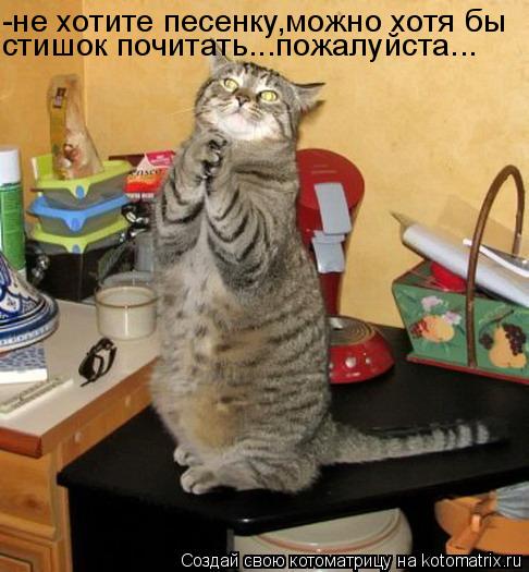 -не хотите песенку,можно хотя бы стишок почитать...пожалуйста...... Котоматрица: -не хотите песенку,можно хотя бы стишок почитать...пожалуйста...