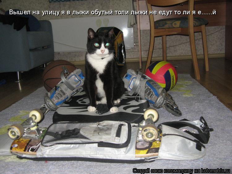Котоматрица: Вышел на улицу я в лыжи обутый толи лыжи не едут то ли я е......й