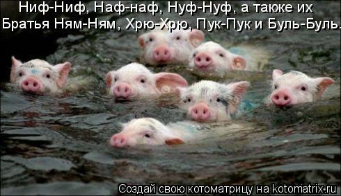 Ниф-Ниф, Наф-наф, Нуф-Нуф, а также их Братья Ням-Ням, Хрю-Хрю, Пук-Пук и Буль-Буль.... Котоматрица: Ниф-Ниф, Наф-наф, Нуф-Нуф, а также их Братья Ням-Ням, Хрю-Хрю, Пук-Пук и Буль-Буль.