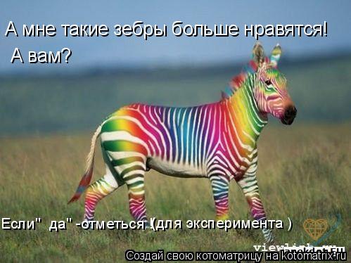А мне такие зебры больше нравятся! А вам? Если" да" -отметься ! ( (для эксперимента )... Котоматрица: А мне такие зебры больше нравятся! А вам? Если" да" -отметься ! ( (для эксперимента )