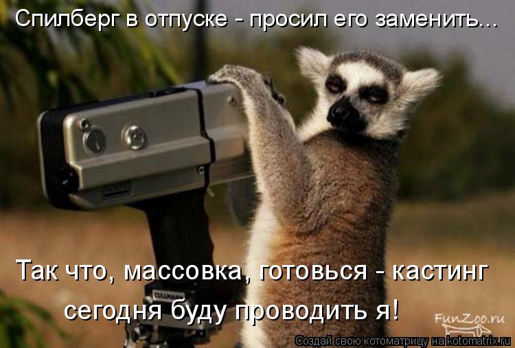 Спилберг в отпуске - просил его заменить... Так что, массовка, готовься - кастинг сегодня буду провод... Котоматрица: Спилберг в отпуске - просил его заменить... Так что, массовка, готовься - кастинг сегодня буду проводить я!