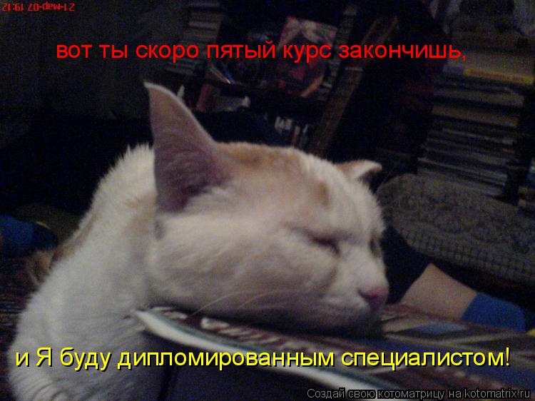 вот ты скоро пятый курс закончишь, и Я буду дипломированным специалистом!... Котоматрица: вот ты скоро пятый курс закончишь, и Я буду дипломированным специалистом!
