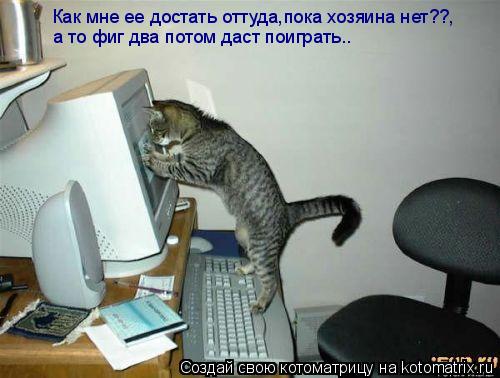 Как мне ее достать оттуда,пока хозяина нет??, а то фиг два потом даст поиграть..... Котоматрица: Как мне ее достать оттуда,пока хозяина нет??, а то фиг два потом даст поиграть..