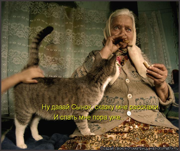 Котоматрица: Ну давай Сынок, сказку мне расскажи И спать мне пора уже..