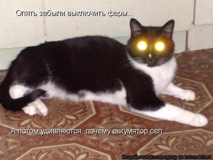 Опять забыли выключить фары... А потом удивляются, почему аккумятор сел...... Котоматрица: Опять забыли выключить фары... А потом удивляются, почему аккумятор сел...