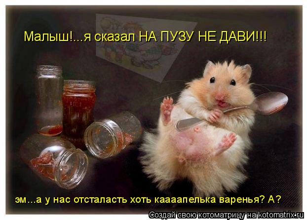 Малыш!...я сказал НА ПУЗУ НЕ ДАВИ!!! эм...а у нас отсталасть хоть каааапелька варенья? А?... Котоматрица: Малыш!...я сказал НА ПУЗУ НЕ ДАВИ!!! эм...а у нас отсталасть хоть каааапелька варенья? А?