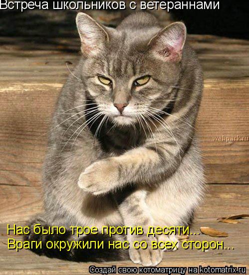Нас было трое против десяти... Враги окружили нас со всех сторон... Встреча школьников с ветераннами... Котоматрица: Нас было трое против десяти... Враги окружили нас со всех сторон... Встреча школьников с ветераннами
