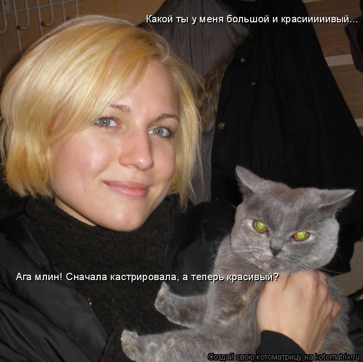 Котоматрица: Какой ты у меня большой и красииииивый... Ага млин! Сначала кастрировала, а теперь красивый?