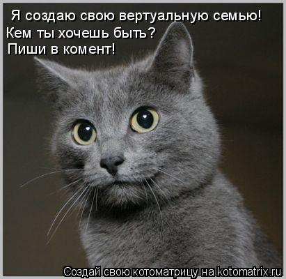 Я создаю свою вертуальную семью! Кем ты хочешь быть? Пиши в комент!... Котоматрица: Я создаю свою вертуальную семью! Кем ты хочешь быть? Пиши в комент!