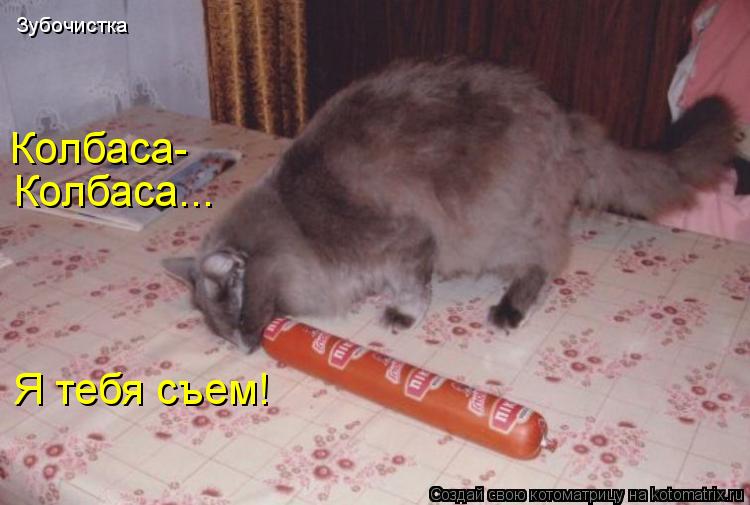 Зубочистка Колбаса... Колбаса- Я тебя съем!... Котоматрица: Зубочистка Колбаса... Колбаса- Я тебя съем!