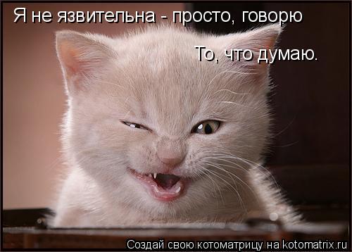 Я не язвительна - просто, говорю То, что думаю.... Котоматрица: Я не язвительна - просто, говорю То, что думаю.