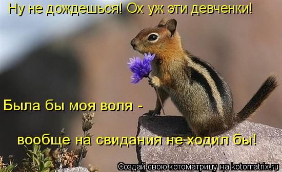 Ну не дождешься! Ох уж эти девченки! Была бы моя воля - вообще на свидания не ходил бы!... Котоматрица: Ну не дождешься! Ох уж эти девченки! Была бы моя воля - вообще на свидания не ходил бы!
