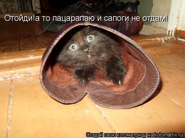 Котоматрица: Отойди!а то пацарапаю и сапоги не отдам!