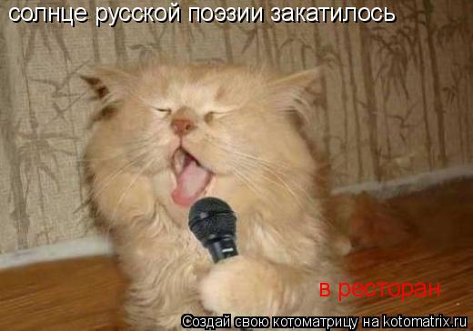 солнце русской поэзии закатилось в ресторан... Котоматрица: солнце русской поэзии закатилось в ресторан
