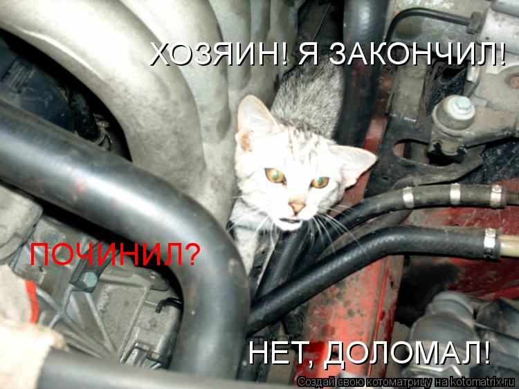 ПОЧИНИЛ? НЕТ, ДОЛОМАЛ! ХОЗЯИН! Я ЗАКОНЧИЛ!... Котоматрица: ПОЧИНИЛ? НЕТ, ДОЛОМАЛ! ХОЗЯИН! Я ЗАКОНЧИЛ!