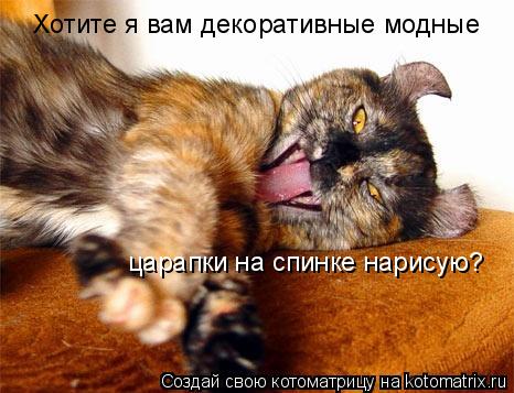 Хотите я вам декоративные модные царапки на спинке нарисую?... Котоматрица: Хотите я вам декоративные модные царапки на спинке нарисую?