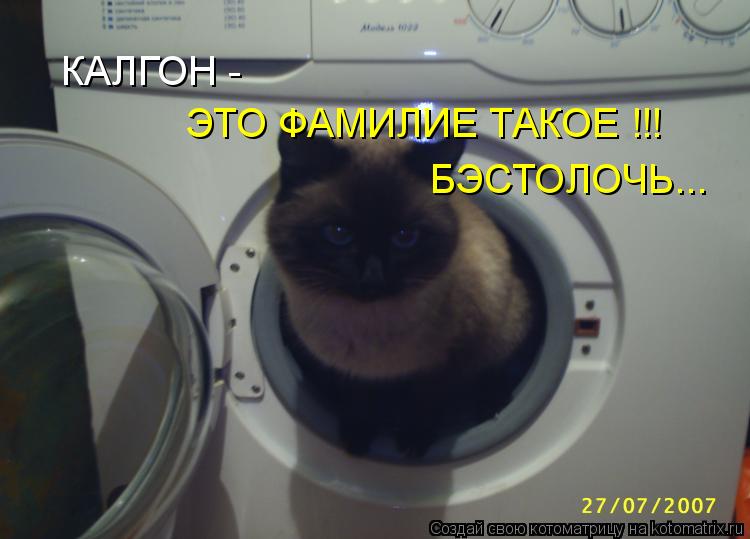 Котоматрица: КАЛГОН -  ЭТО ФАМИЛИЕ ТАКОЕ !!! БЭСТОЛОЧЬ...