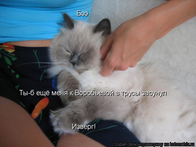 Бээ Ты-б ещё меня к Воробьевой в трусы засунул Изверг!... Котоматрица: Бээ Ты-б ещё меня к Воробьевой в трусы засунул Изверг!