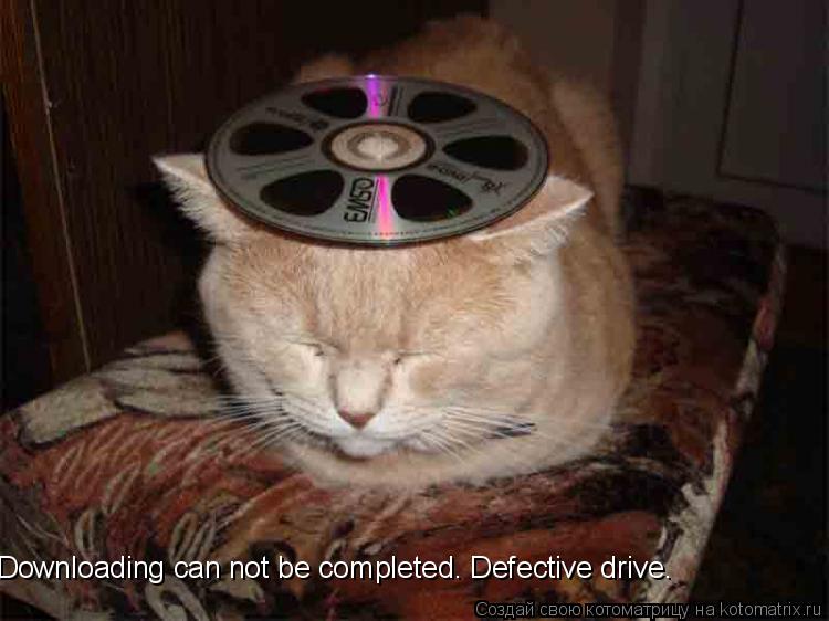 Downloading can not be completed. Defective drive.... Котоматрица: Downloading can not be completed. Defective drive.