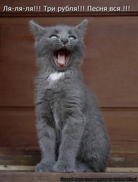 Ля-ля-ля!!! Три рубля!!! Песня вся !!!... Котоматрица: Ля-ля-ля!!! Три рубля!!! Песня вся !!!