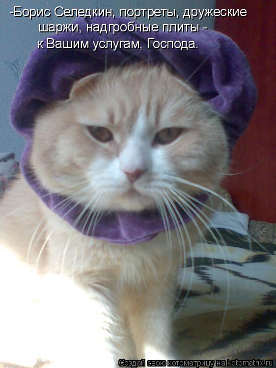 Котоматрица: -Борис Селедкин, портреты, дружеские шаржи, надгробные плиты -  к Вашим услугам, Господа.