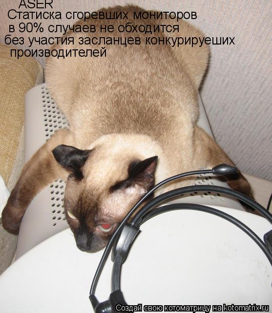Статиска сгоревших мониторов в 90% случаев не обходится без участия засланцев конкурируеших производи... Котоматрица: Статиска сгоревших мониторов в 90% случаев не обходится без участия засланцев конкурируеших производителей ASER