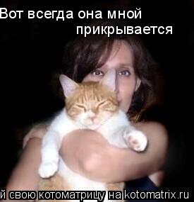 Вот всегда она мной прикрывается... Котоматрица: Вот всегда она мной прикрывается