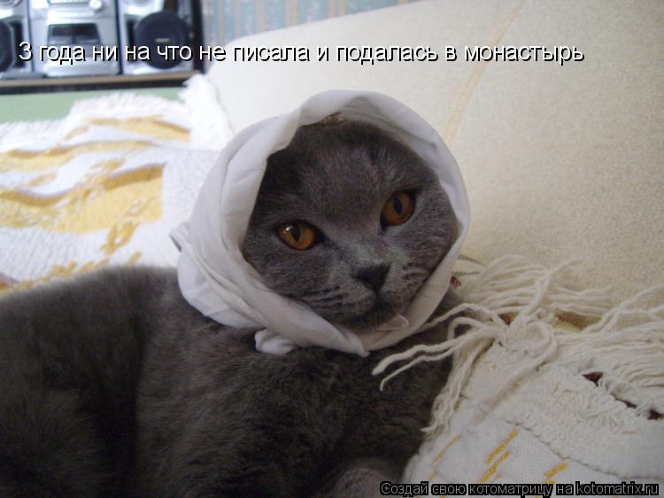 3 года ни на что не писала и подалась в монастырь... Котоматрица: 3 года ни на что не писала и подалась в монастырь