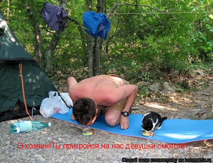 Э,хозяин!Ты прикройся,на нас девушки смотрят!... Котоматрица: Э,хозяин!Ты прикройся,на нас девушки смотрят!
