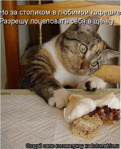 Но за столиком в любимой кафешке Разрешу поцеловать себя в щёчку... Котоматрица: Но за столиком в любимой кафешке Разрешу поцеловать себя в щёчку