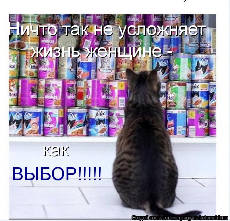 Ничто так не усложняет жизнь женщине - как ВЫБОР!!!!!... Котоматрица: Ничто так не усложняет жизнь женщине - как ВЫБОР!!!!!