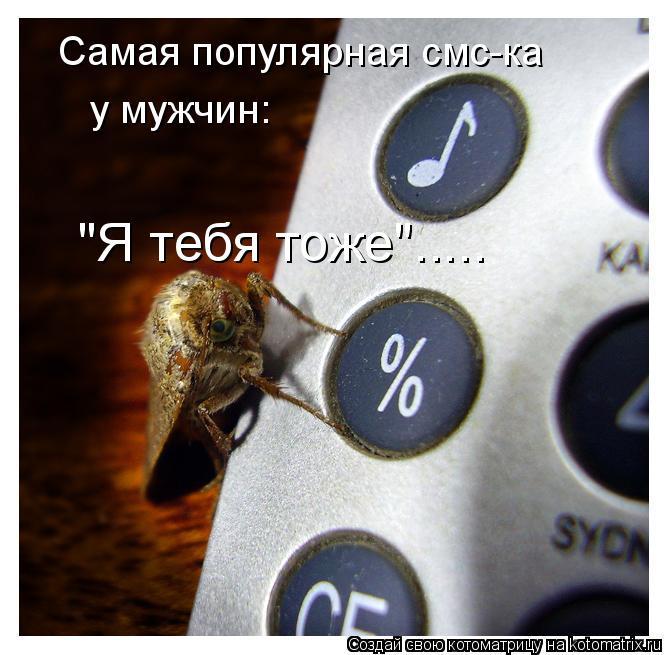 Самая популярная смс-ка у мужчин: "Я тебя тоже"........ Котоматрица: Самая популярная смс-ка у мужчин: "Я тебя тоже".....
