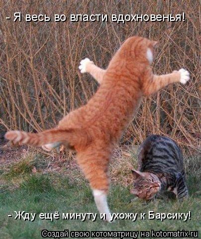 - Я весь во власти вдохновенья! - Жду ещё минуту и ухожу к Барсику!... Котоматрица: - Я весь во власти вдохновенья! - Жду ещё минуту и ухожу к Барсику!