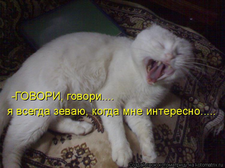 -ГОВОРИ, говори.... я всегда зеваю, когда мне интересно........ Котоматрица: -ГОВОРИ, говори.... я всегда зеваю, когда мне интересно.....