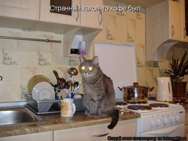 Странный какой-то кофе был...... Котоматрица: Странный какой-то кофе был...